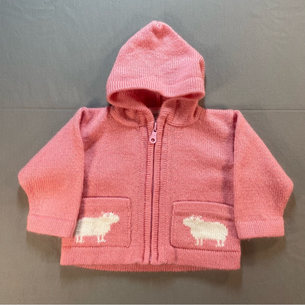 Roseberry Zip-Front Hoody Knit Cardigan Sweater; Made in Peru - Size 0